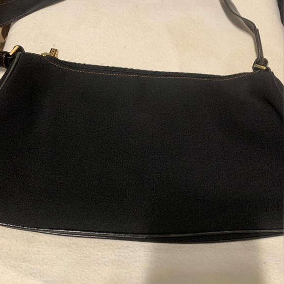 Maxx New York Handbag Medium Black Fabric/Leather Strap Trim Gold Hardware - Picture 9 of 16